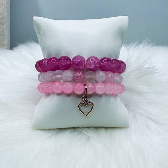 The Pinks Trio Hearty Beaded Bracelet - Picture 2 of 5
